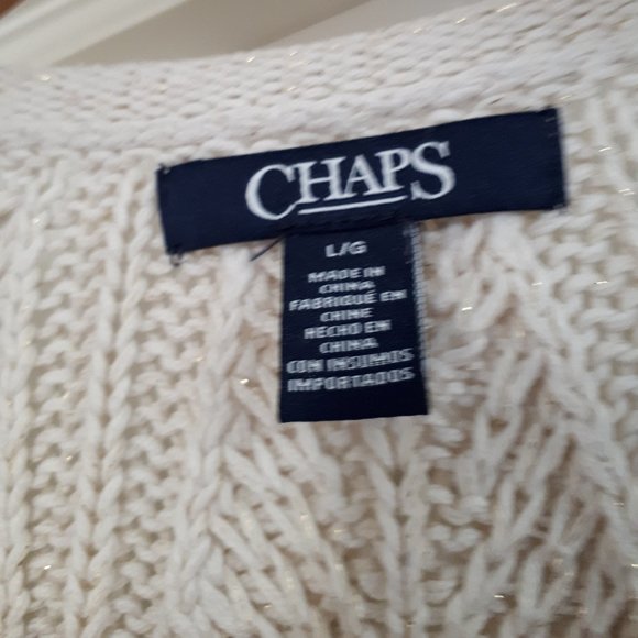 Chaps Sweater - Ivory with subtle gold flecks - Size Large - Picture 4 of 4